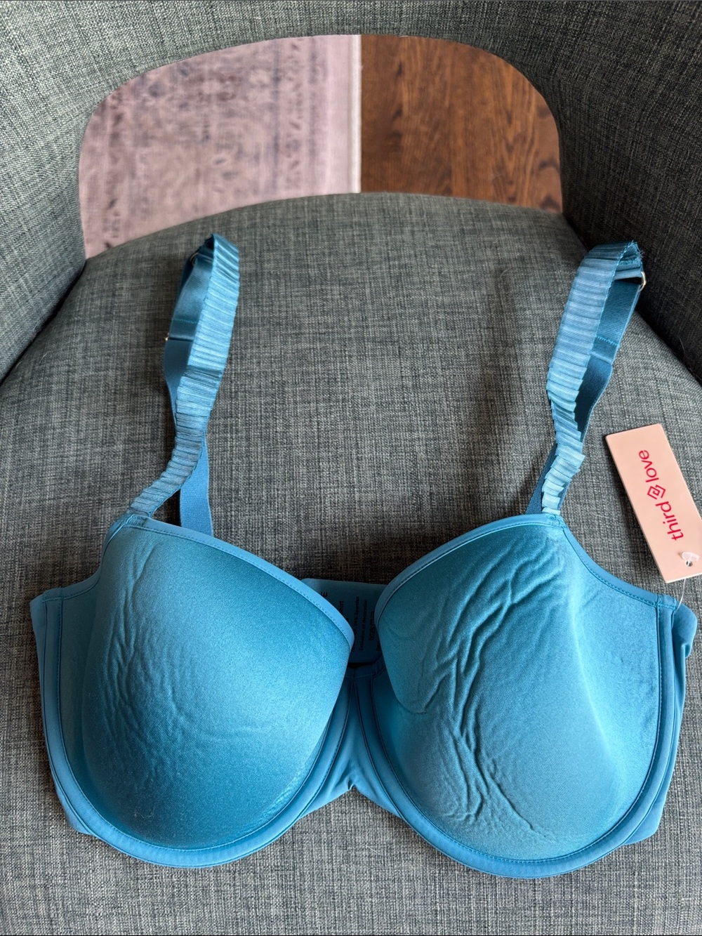 ThirdLove Classic t-shirt bra padded Blue teal comfortable women’s size 32F NWT
